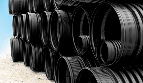 Stacked HDPE pipe