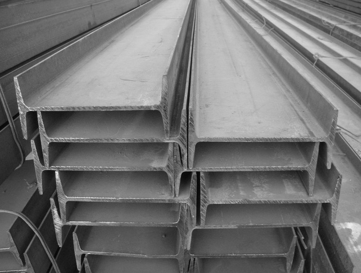 Structural steel I-beams in stock